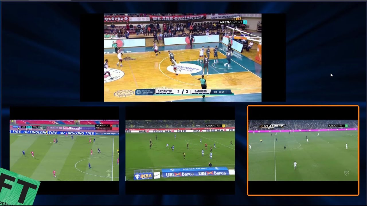Image showing multiple screens displaying various IPTV channels, symbolizing the multi-screen IPTV subscription service provided by TVCrafter